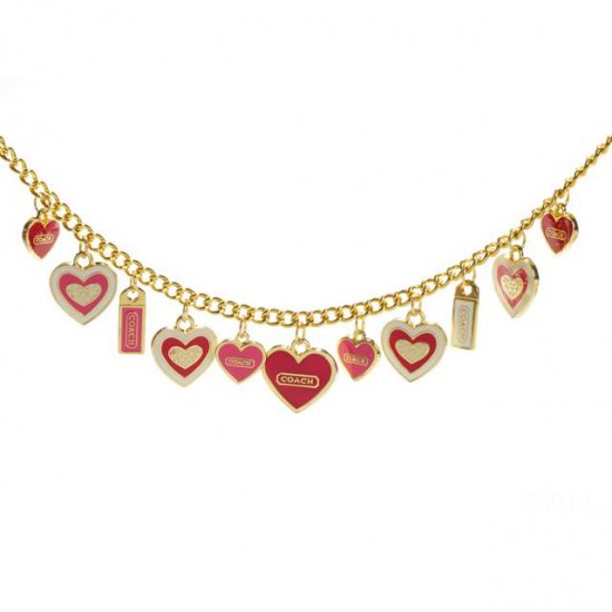 Coach Heart Float Gold Necklaces CYS | Women